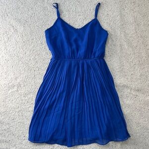 Blue Flowy Dress with adjustable strap and lace detail on back